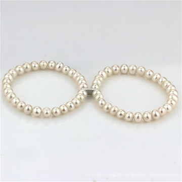 Fresh Water Pearls Bracelet 6.5-7.5mm a+ Near Round White Pearl Bracelet